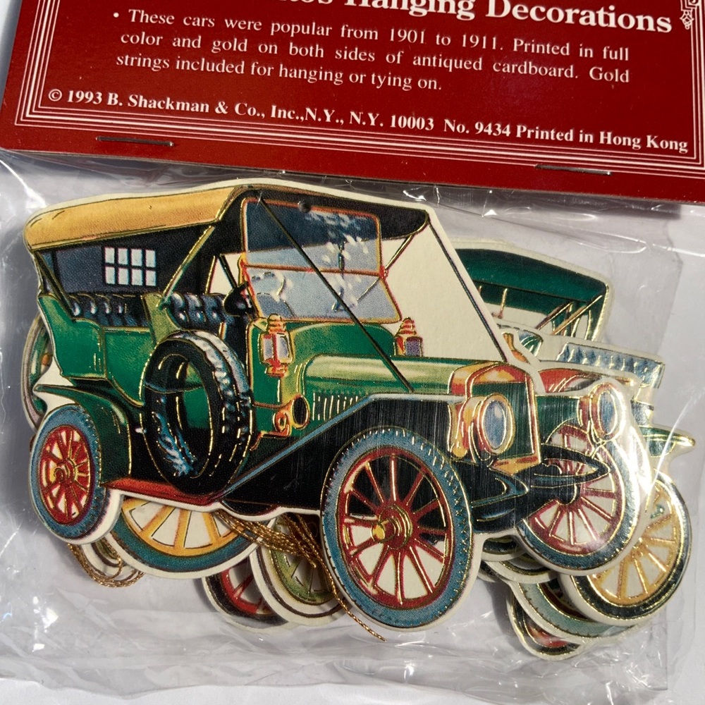 Christmas Ornaments Hanging 6 Cars Vintage #B1